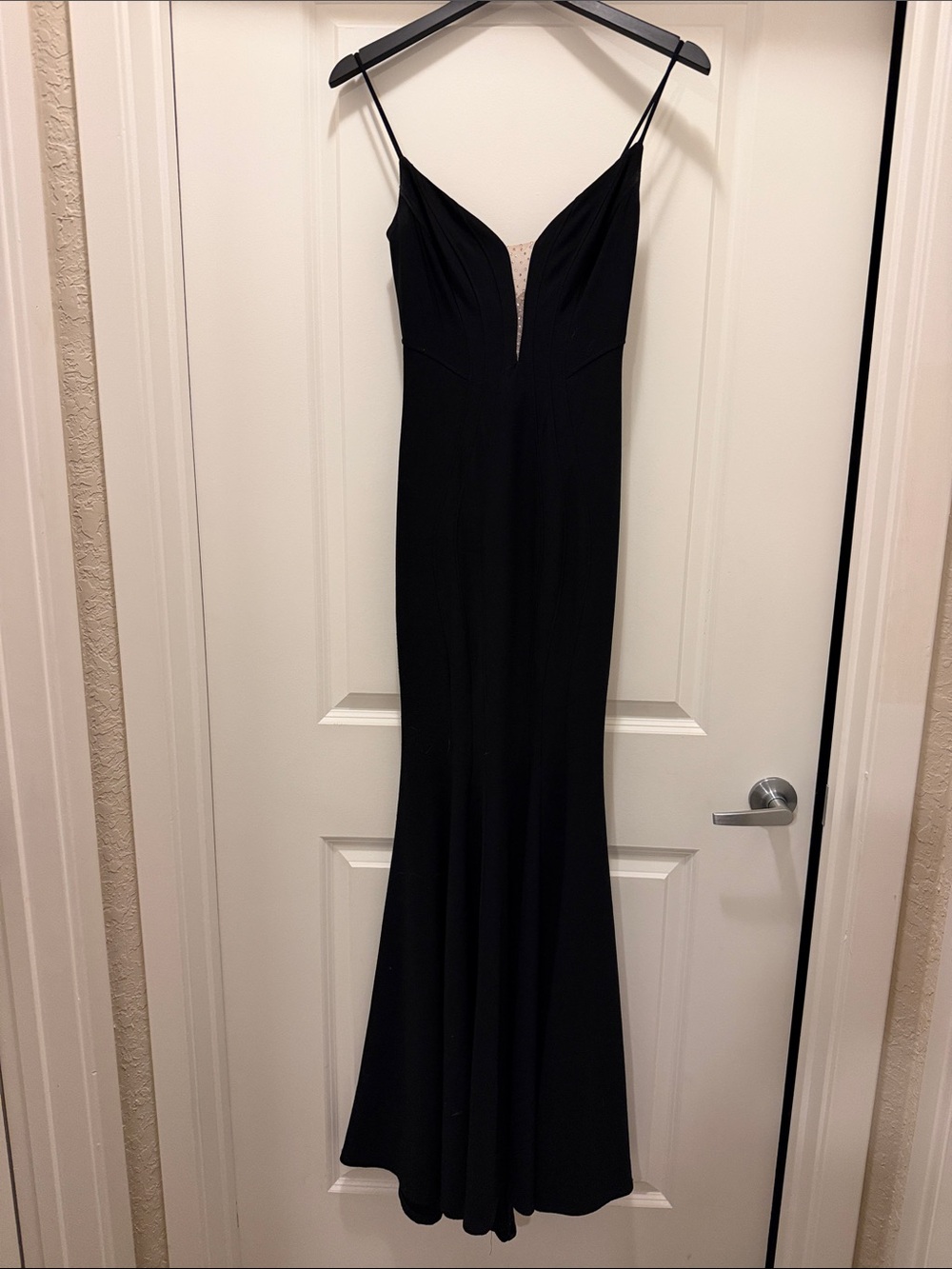 Black Spaghetti-Strap Formal Gown